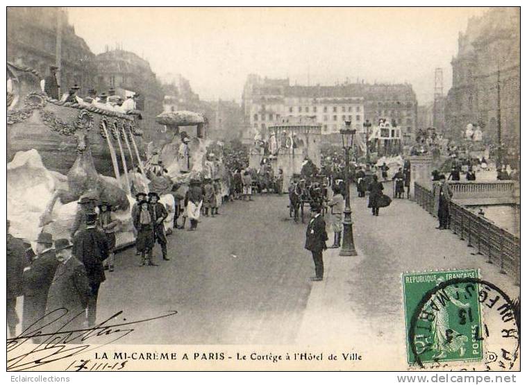 Paris 75  Fêtes De La Mi-Carême 1913    Le Cortège A L' Hotel De Ville - Lots, Séries, Collections