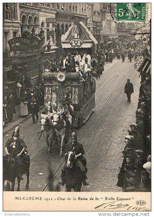 Paris 75  Fêtes De La Mi-Carême 1912    Le Char De La Reine De La Stella Concert - Sets And Collections