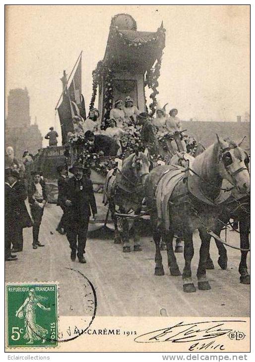 Paris 75  Fêtes De La Mi-Carême 1912    Char  Les Reines - Loten, Series, Verzamelingen