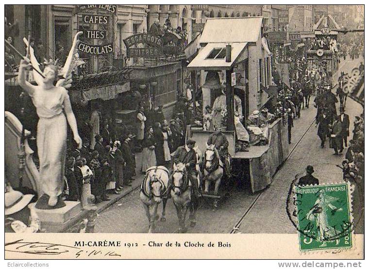 Paris 75  Fêtes De La Mi-Carême 1912    Char  De La Cloche De Bois - Lots, Séries, Collections