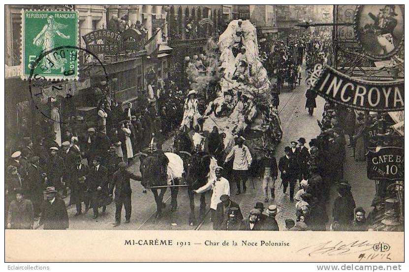 Paris 75  Fêtes De La Mi-Carême 1912    Char  De La Noce Polonaise - Sets And Collections