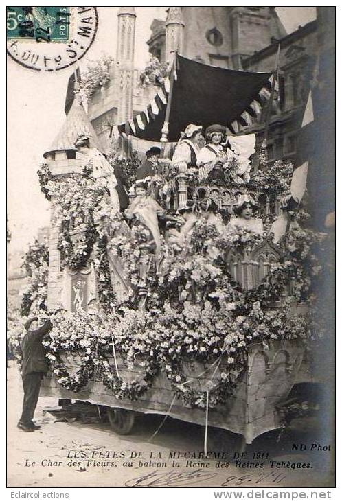 Paris 75  Fêtes De La Mi-Carême 1911    Le Char Des Fleurs - Lotes Y Colecciones