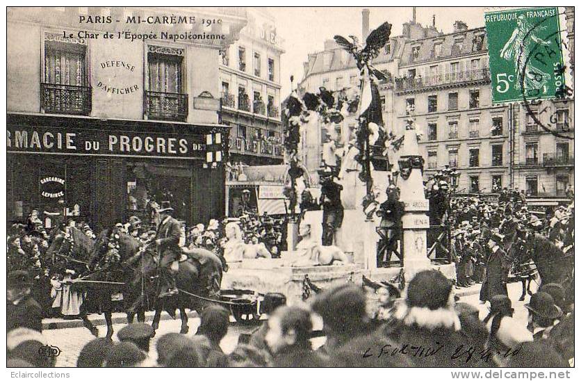 Paris 75  Fêtes De La Mi-Carême 1910    Le Char De L'épopée Napoléonienne - Lotes Y Colecciones