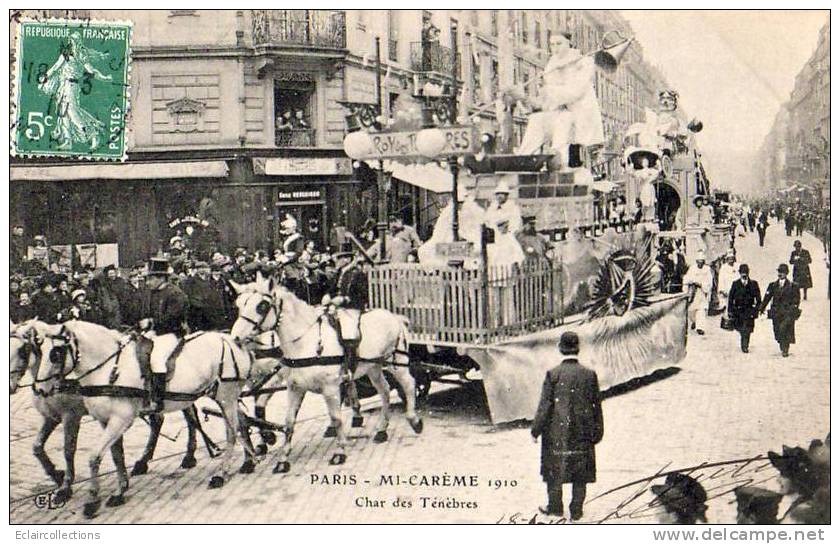 Paris 75  Fêtes De La Mi-Carême 1910    Le Char Des Ténèbres - Sets And Collections