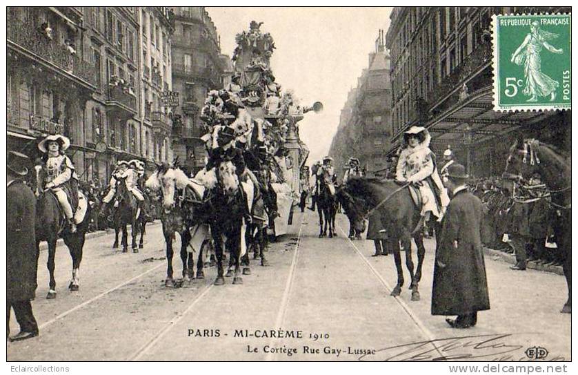 Paris 75  Fêtes De La Mi-Carême 1910    Le Cortège Rue Gay Lussac - Lotti, Serie, Collezioni