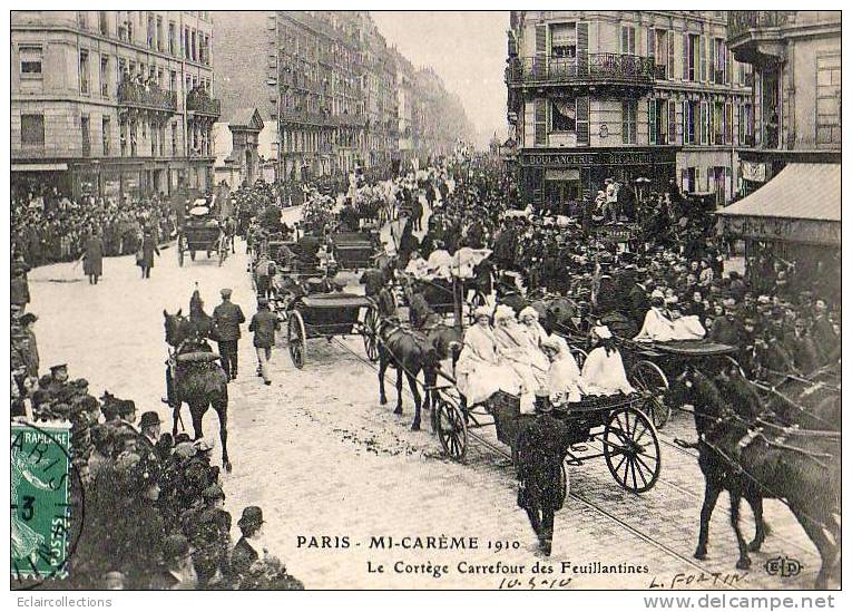 Paris 75  Fêtes De La Mi-Carême 1910    Le Cortège  Carrefour De Feuillantines - Lotes Y Colecciones