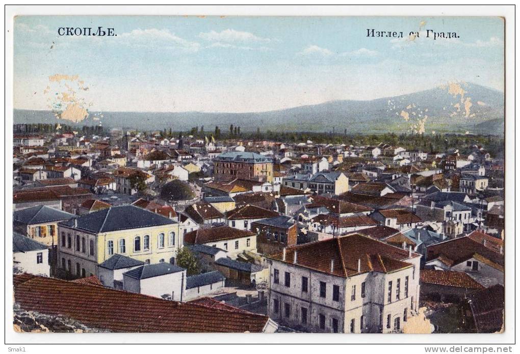 EUROPE MACEDONIA SKOPJE THE VIEW OF THE CITY OLD POSTCARD 1926. - North Macedonia