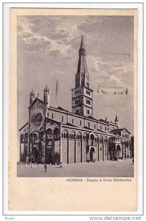 EUROPE ITALY MODENA CATHEDRAL AND TOWER GHIRLANDINA OLD POSTCARD 1938. - Modena