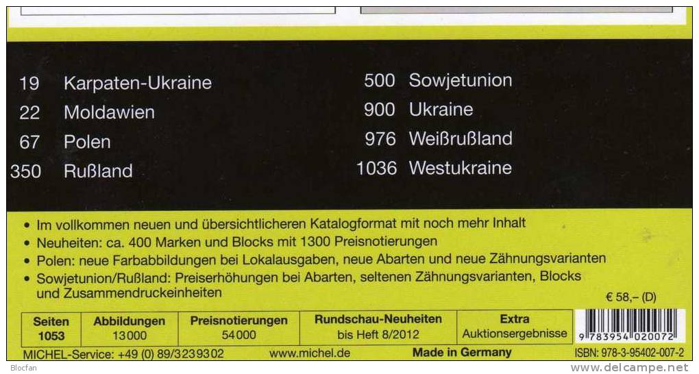 Germany And Part 7 Stamp Catalogue 2012/2013 New 102€ Deutschland+ Ost-Europa MlCHEL With D Russia SU PL UA Weißrußland - Collections