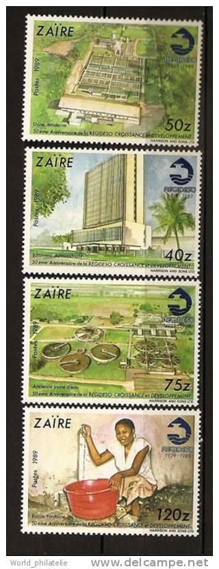 Congo Zaïre 1990 N° 1255 / 8 ** Régie Des Eaux, Brone Fontaine, Usine, Epuration D´eau, Bâtiment Administratif, Robinet - Other & Unclassified