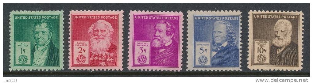 USA 1940 Scott 889-893 Inventors, MH * (some  MNH **) - Unused Stamps