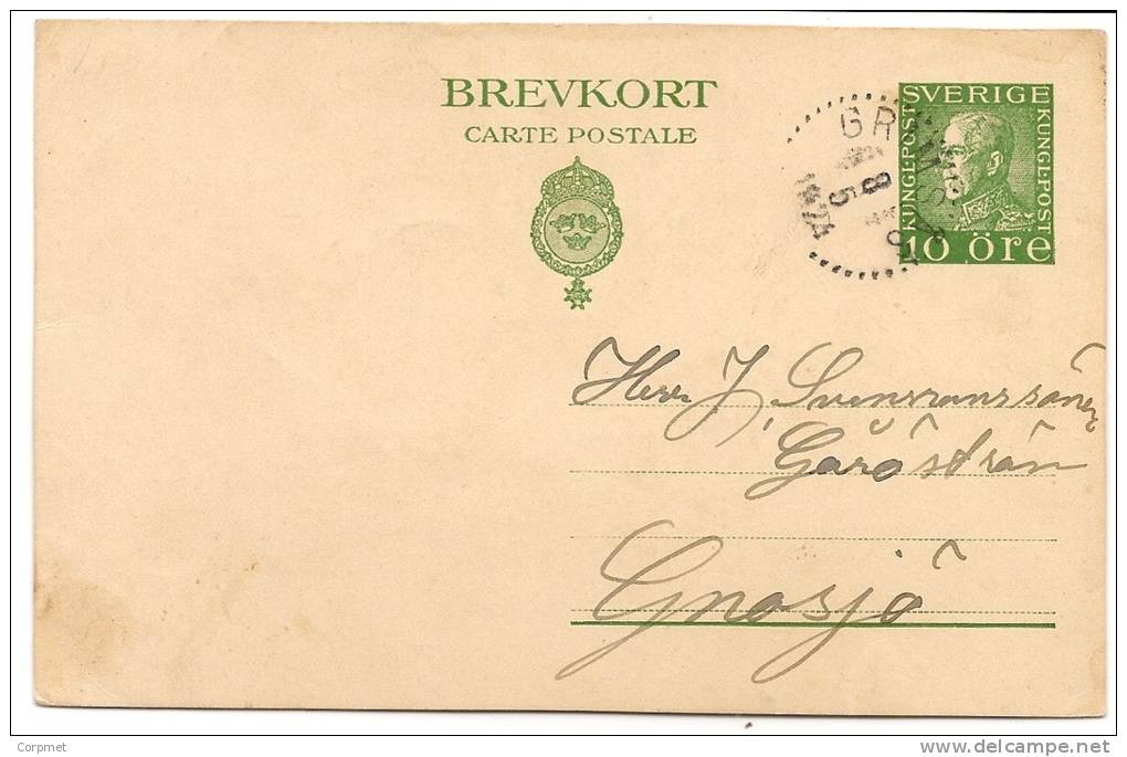 SWEDEN - 1924 CIRCULATED POSTAL STATIONERY From GRIMSAS - Interi Postali