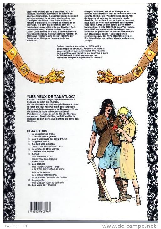 BD  THORGAL  N° 11 Les Yeux De Tanatloc  (  Scan Pour Le 4 Plat  )  Edition Originale  état Neuf - Thorgal