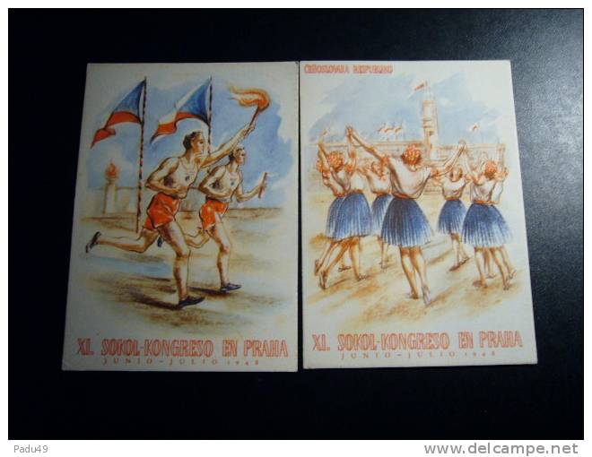 Serie De 6 Cartes Postale XI Congres De GYMNASTIQUE A PRAGUE 1948 - Gymnastik