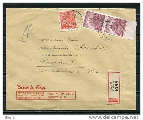 Czechoslovakia/Bohemia & Moravia/Germany 1942 Register Cover+Label Praha   Pair - Storia Postale