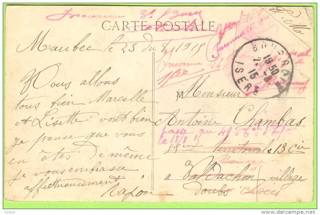 BOURGOIN  - Route De Maubec à Bourgoin.   1915   . - Bourgoin