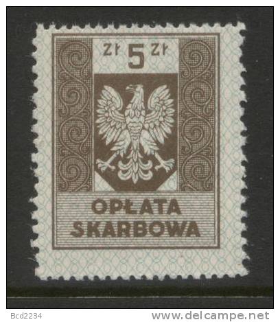 POLAND 1953 GENERAL DUTY REVENUE 5 ZL BROWN WITHOUT IMPRINT - Fiscales