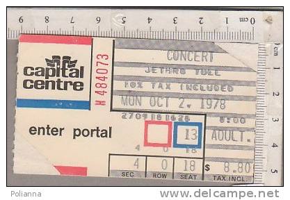PO6635B# BIGLIETTO CONCERTO JETHRO TULL 1978 - Biglietti Per Concerti