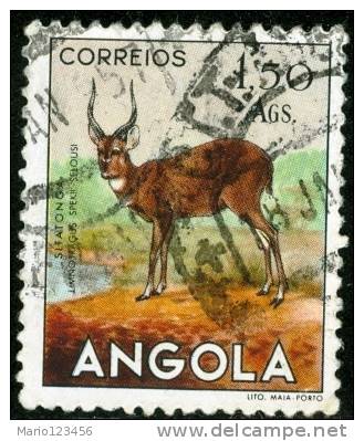 ANGOLA, 1953, FAUNA, ANIMALI, ANTILOPI, FRANCOBOLLO USATO, YT 364,   Scott 369 - Angola