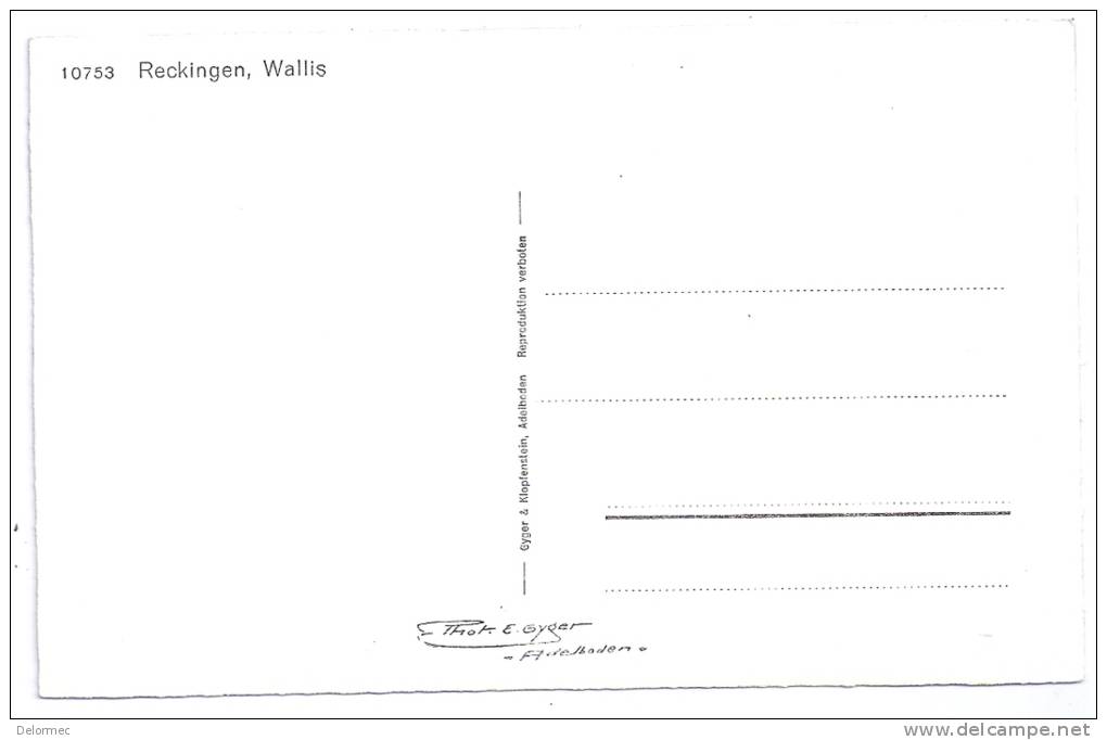 CPSM Reckingen Gluringen Suisse Valais Wallis édit Gyger & Klopfenstein Adelboden N°10753 Non écrite Bon état - Gluringen