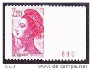 France Liberté De Gandon N° 2379 A ** Le 2f20 Rouge De Roulette  Numéro Rouge Au Verso Au Type A - 1982-1990 Liberty Of Gandon