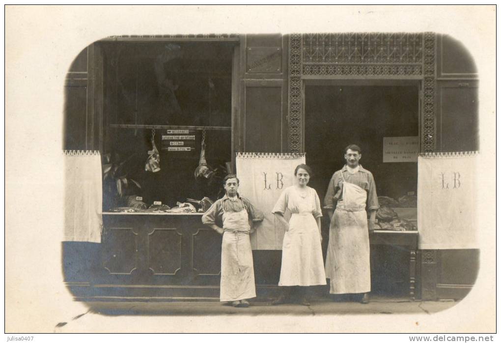 BOUCHERIE BOUCHER Carte Photo Devanture D'un Magasin De Boucherie - Shops