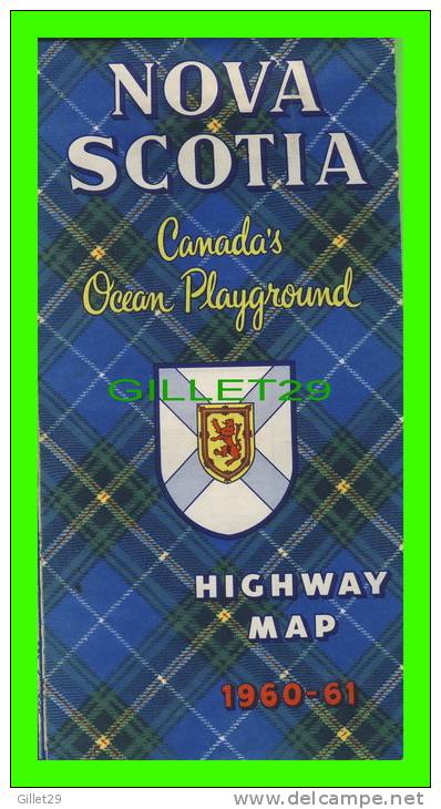 CARTES ROUTIÈRES - HIGHWAY MAP, 1960-61 - NOVA SCOTIA CANADA'S OCEAN PLAYGROUND - - Cartes Routières