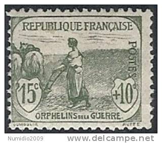 1917-19 FRANCIA PRO ORFANI DI GUERRA 15+10 CENT MH * - FR635 - Nuevos