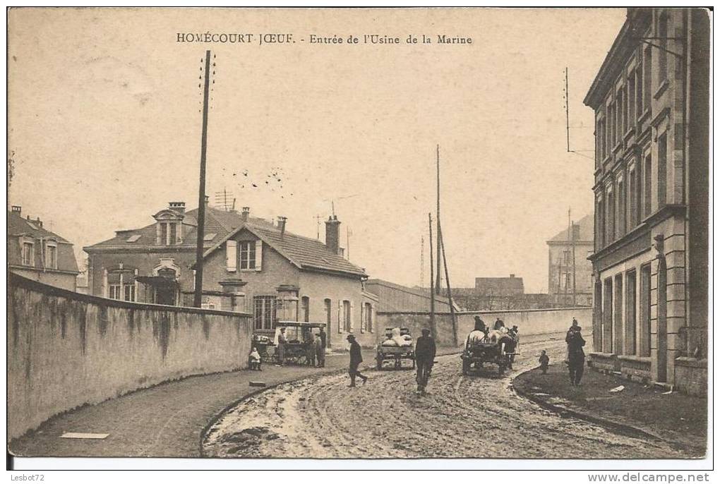 Cpa, Homécourt-Joeuf (M.-et-M.), Entrée De L´Usine De La Marine, Bien Animée - Homecourt