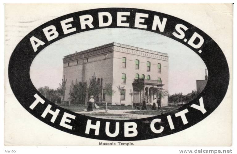 Aberdeen SD South Dakota, Masonic Temple Architecture, C1900s Vintage Postcard - Aberdeen