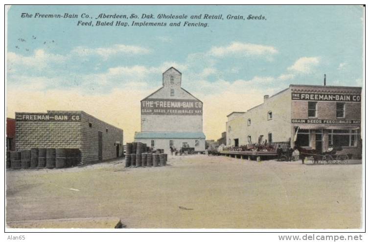 Aberdeen SD South Dakota, Freeman-Bain Co., Farm Equipment Supplies Feed Grain, Store, C1900s/10s Vintage Postcard - Aberdeen