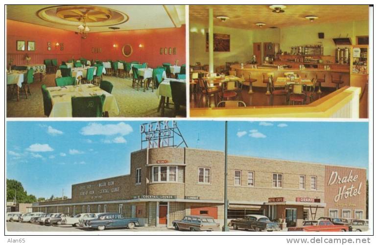 Watertown SD South Dakota, Drake Motor Inn Motel, Lodging, Lunch Counter Interior View, Auto C1950s Vintage Postcard - Watertown