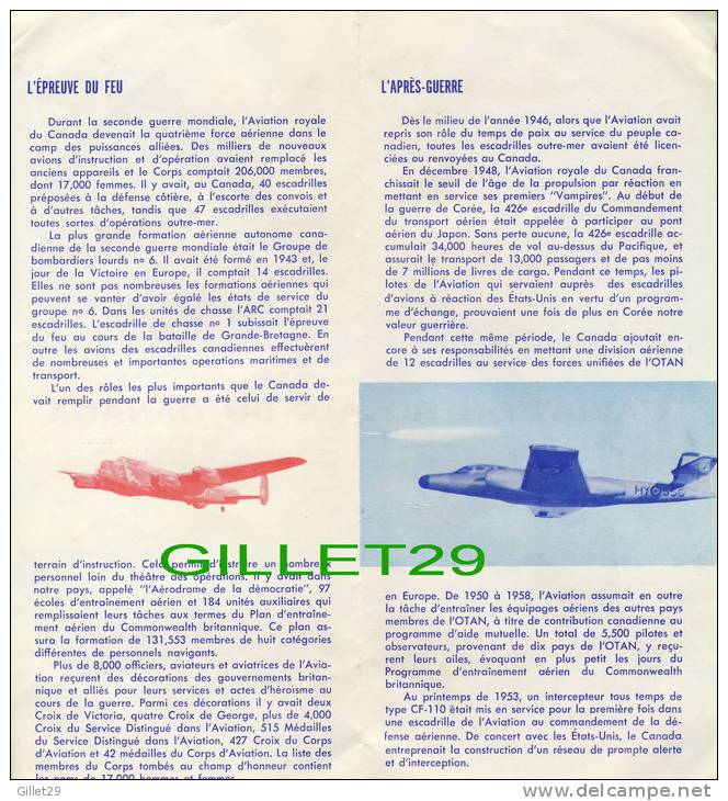 LIVRE - HISTOIRE DE L´ AVIATION ROYALE DU CANADA - 8 PAGES - - Vliegtuig