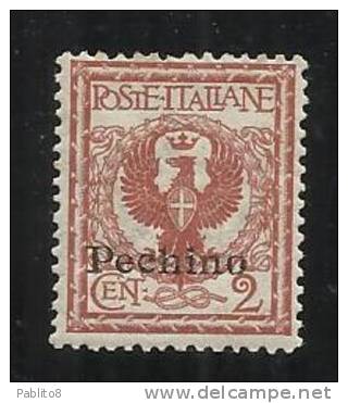 PECHINO 1918 - 1919 SOPRASTAMPATO D'ITALIA ITALY OVERPRINTED  NUOVO VALORE CENT. 1 C SU 2 C MNH - Pekin