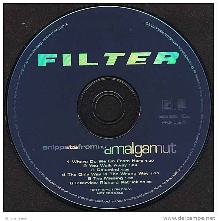 Rock Musik , Promo-Mini-CD / EP : Filter Snippets From The Amalgamut Von 2002 - Rock