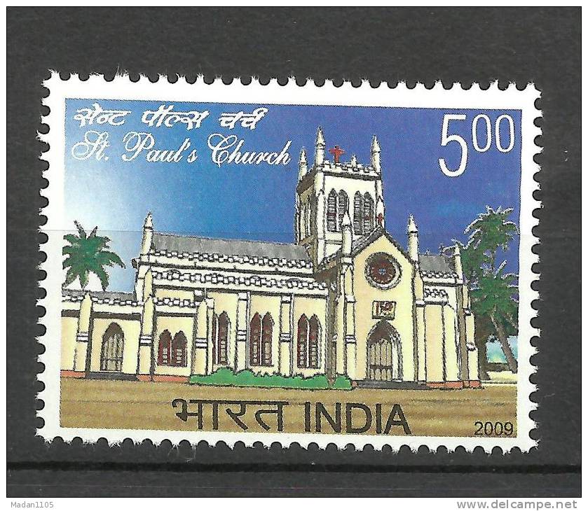 INDIA, 2009, St Pauls Church,Chennai, 150th Anniversary,  Paul 's Church, Architecture, Christianity Religion, MNH,(**) - Unused Stamps