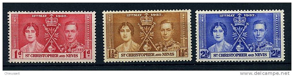 S	St Christophe * N° 90 à 92 - Couronnement De George VI - St.Christopher-Nevis-Anguilla (...-1980)