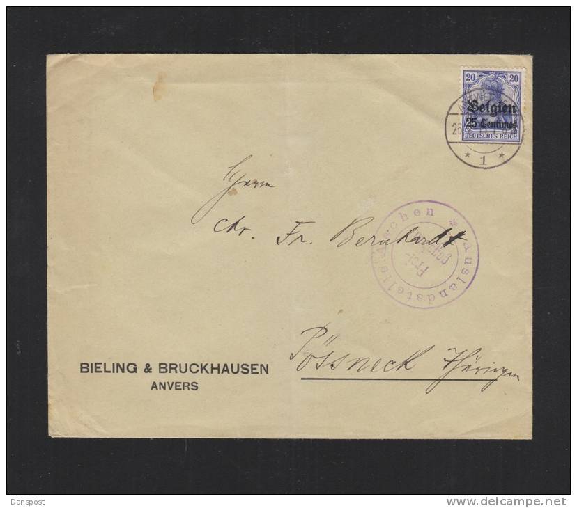 Deutsche Besetzung Brief  Anvers Bieling & Bruckhausen - Deutsche Armee