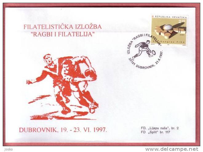 RUGBY ( Croatie - Very Rare ) RUGBY AND PHILATELIE - Exhibition In Dubrovnik 1997. * 58. Congress FIRA - Rugby