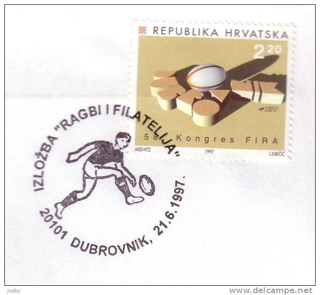 RUGBY ( Croatie - Very Rare ) RUGBY AND PHILATELIE - Exhibition In Dubrovnik 1997. * 58. Congress FIRA - Rugby