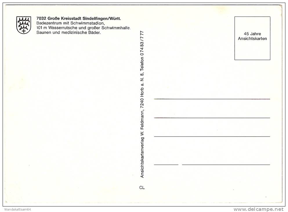 AK 7032 Große Kreisstadt Sindelfingen/Württ. Badezentrum Mit Schwimmstadion 101 M Wasserrutsche Und Großer Schwimmhalle - Sindelfingen
