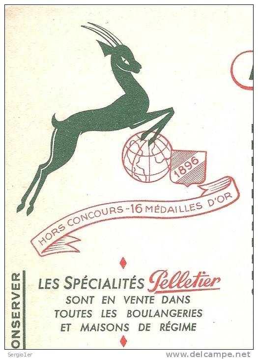 BUVARD BISCOTTES  Pelletier Ets H Pelletier Et Fils Cie  Romainville  16 Médailles D'or 1896 - Biscottes