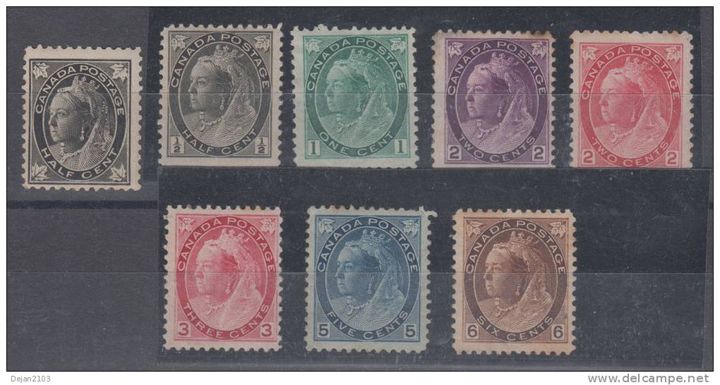 Canada Queen Victoria 1/2,1,2,3,5 & 6 Cents 1897,1898 MH * - Ungebraucht