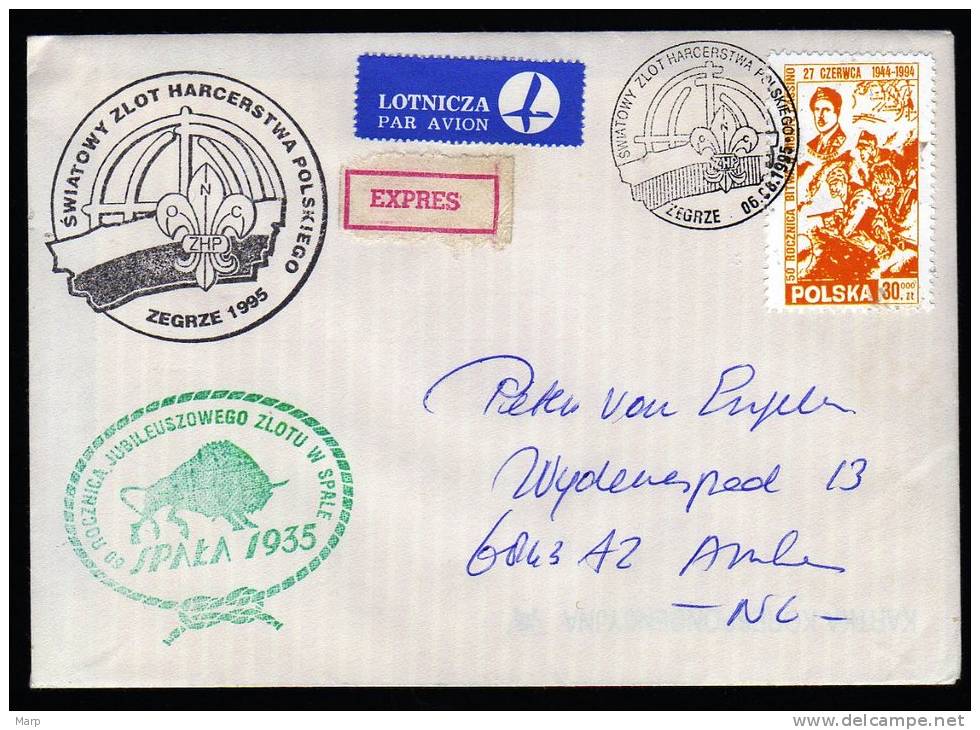 Poland Cover With Scouting Cancels Front And Back Wrzesnia1944/94 Local Stamp? - Other & Unclassified
