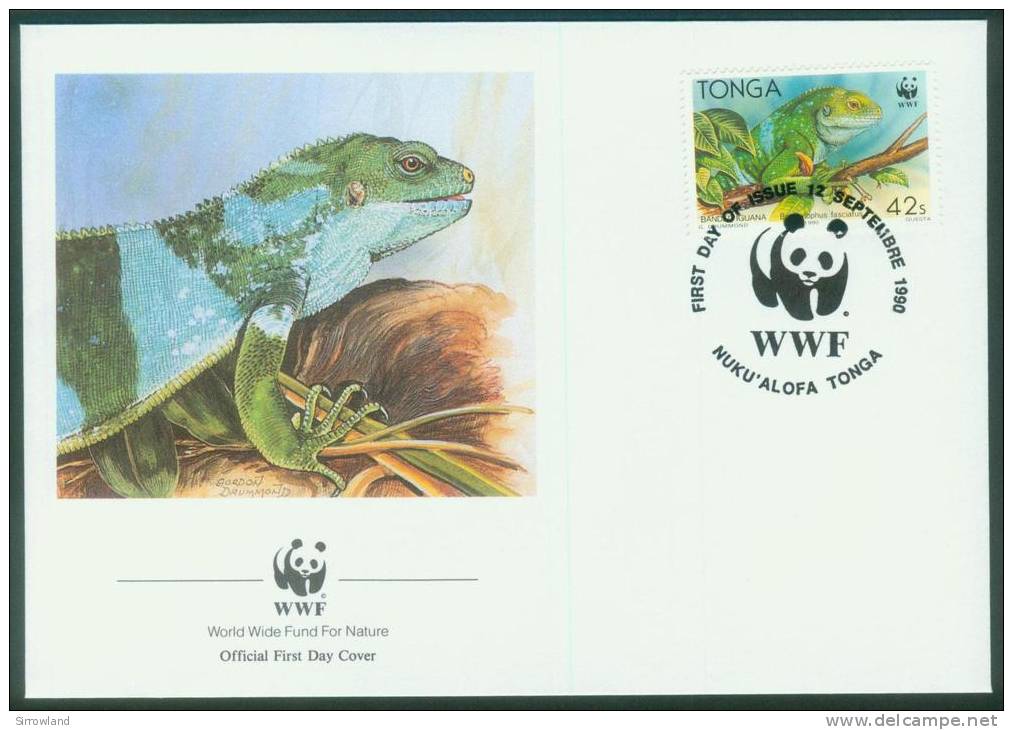 Tonga  1990  WWF Kurzkammleguan  (4 FDC  Kpl. )  Mi: 1140-43 (11,00 EUR) - Tonga (1970-...)