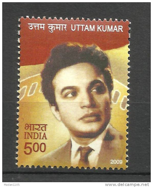 INDIA, 2009, Uttam Kumar, (Arun Kumar Chatterjee), Birthday Commemoration,  Actor, Music Director, Singer,  MNH,(**) - Unused Stamps