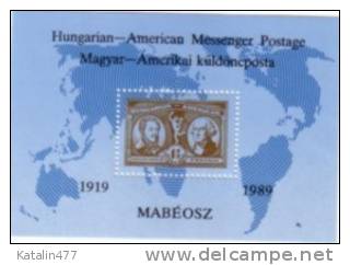 1989. HUNGARY, American Messenger Postage, Numbered MNH , Comm.Sheet, On Thick Not Glued Paper - Feuillets Souvenir