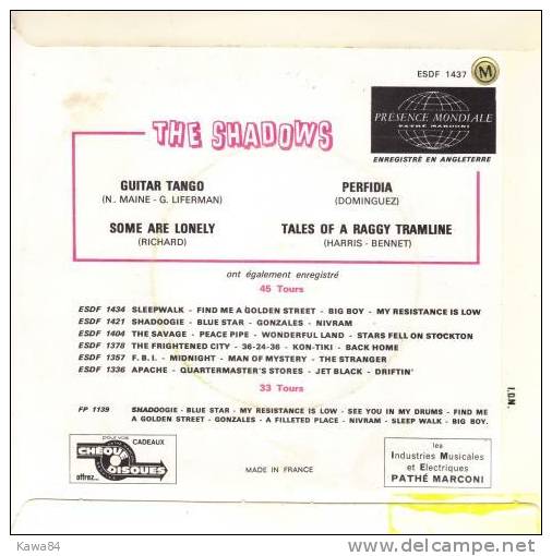 EP 45 RPM (7")  The Shadows  "  Guitar Tango  " - Instrumentaal