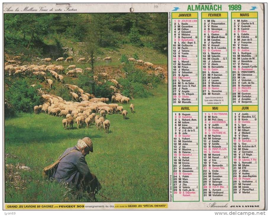 ALMANACH DES PTT 1989  EDITEURLAVIGNE - Formato Grande : 1981-90