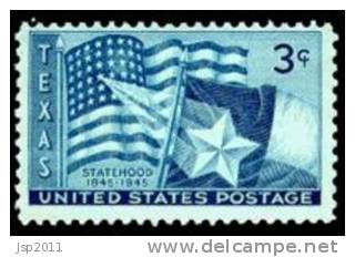 USA 1945 Scott 938, Texas Statehood Centenary, MH(*) - Ongebruikt